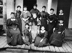 Female Indian Students & School Employee, Fort Totten ND