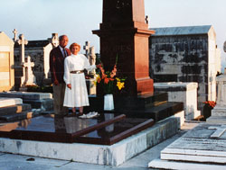 Harold and Sheila Schafer in Front of de Mores Family Tombstone 1987