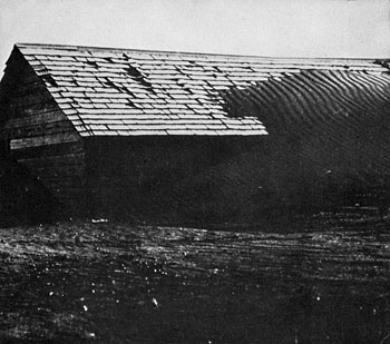 Building covered by dust storm