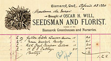 Madam de Mores receipt for vegetable seeds from Oscar H. Will & co. 1886