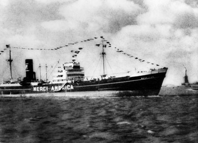 The Magellan sailing into New York Harbor