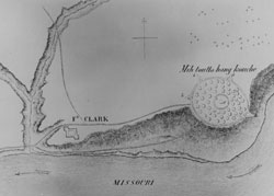 Fort Clark and Indian Village Drawing