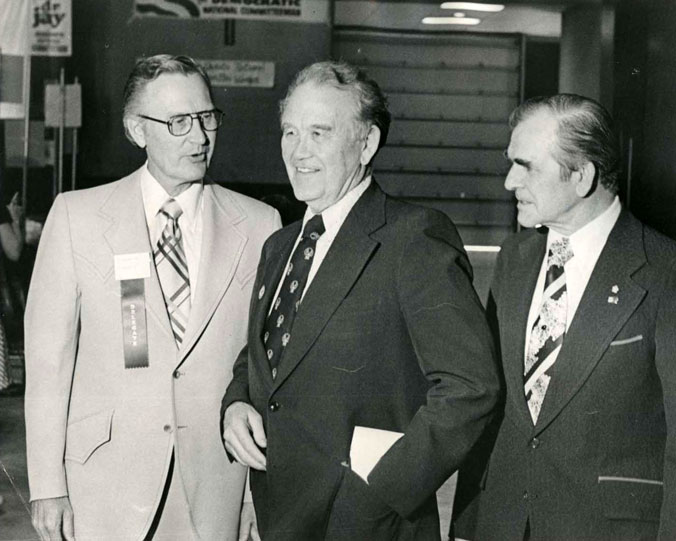Gov. Guy, Sen. Burdick, and Gov. Link, Democratic Convention, Bismarck ND 1976