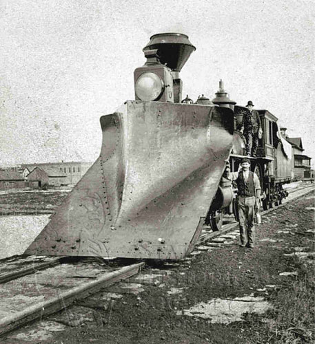 NPR locomotive with snow plow